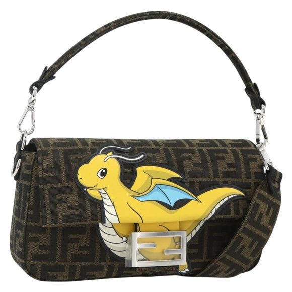 FENDI Zucca Canvas FRGMT x POKÉMON Mamma Baguette Dragonite Black Auth 167269SM
