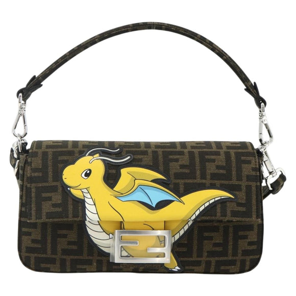 FENDI Zucca Canvas FRGMT x POKÉMON Mamma Baguette Dragonite Black Auth 167269SM