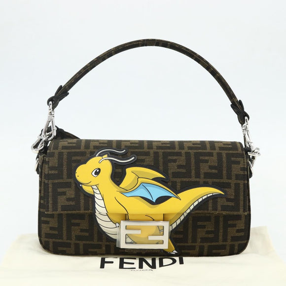 FENDI Zucca Canvas FRGMT x POKÉMON Mamma Baguette Dragonite Black Auth 167269SM