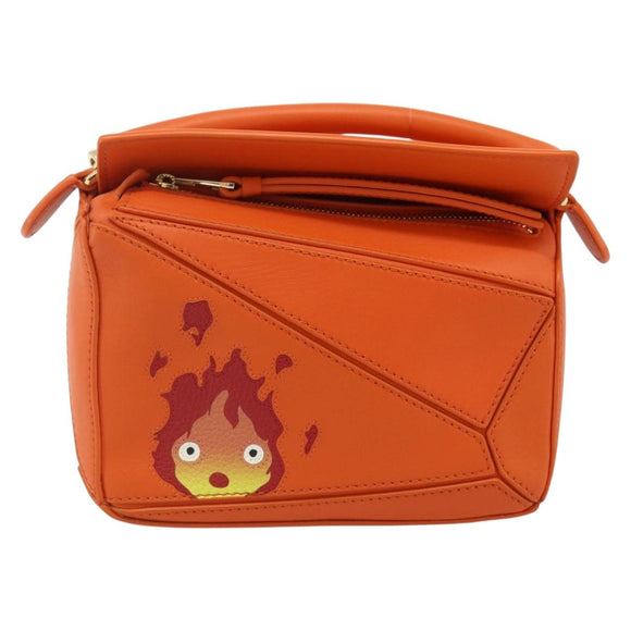 LOEWE × Ghibli Howl's Calcifer Puzzle Mini Leather 2way Orange Auth 167270SM