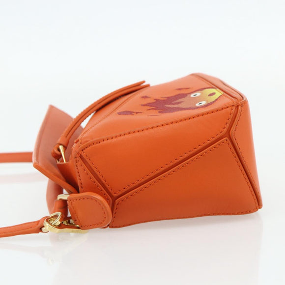 LOEWE × Ghibli Howl's Calcifer Puzzle Mini Leather 2way Orange Auth 167270SM
