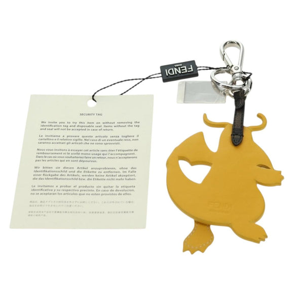 FENDI x FRGMT x POKÉMON Dragonite Bag Charm Leather Orange Silver Auth 167296SM