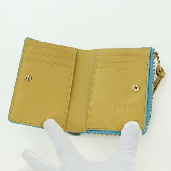 LOEWE × Ghibli Howl's Compact Zip Wallet Hin Leather Light Blue Auth 167304SM