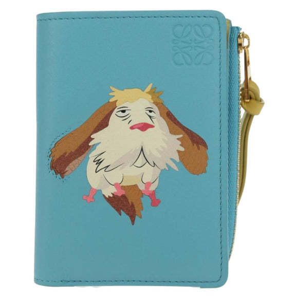 LOEWE × Ghibli Howl's Compact Zip Wallet Hin Leather Light Blue Auth 167304SM