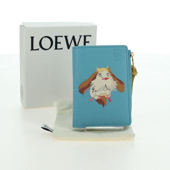 LOEWE × Ghibli Howl's Compact Zip Wallet Hin Leather Light Blue Auth 167304SM