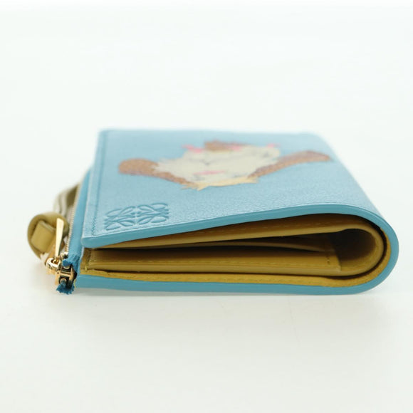 LOEWE × Ghibli Howl's Compact Zip Wallet Hin Leather Light Blue Auth 167304SM