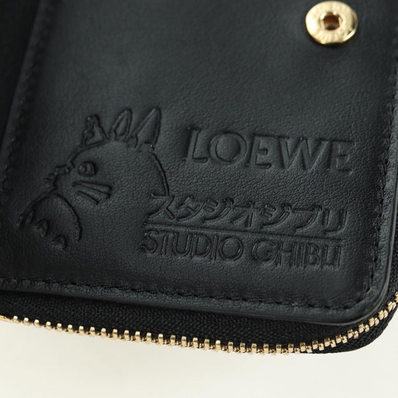 LOEWE × Ghibli Howl's Compact Zip Wallet Calcifer Leather Black Auth 167305SM