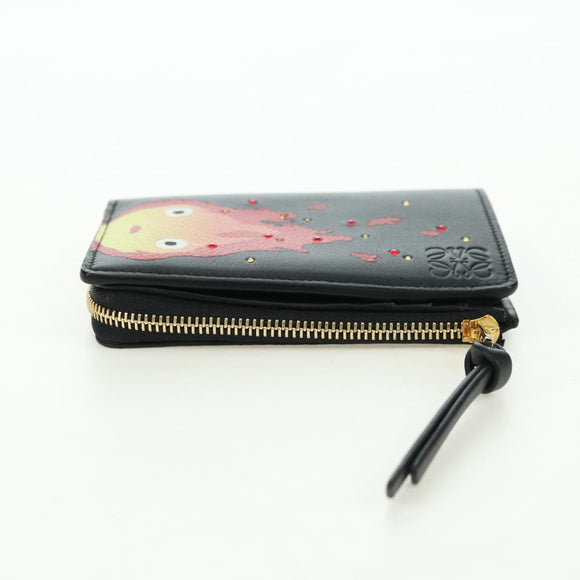 LOEWE × Ghibli Howl's Compact Zip Wallet Calcifer Leather Black Auth 167305SM