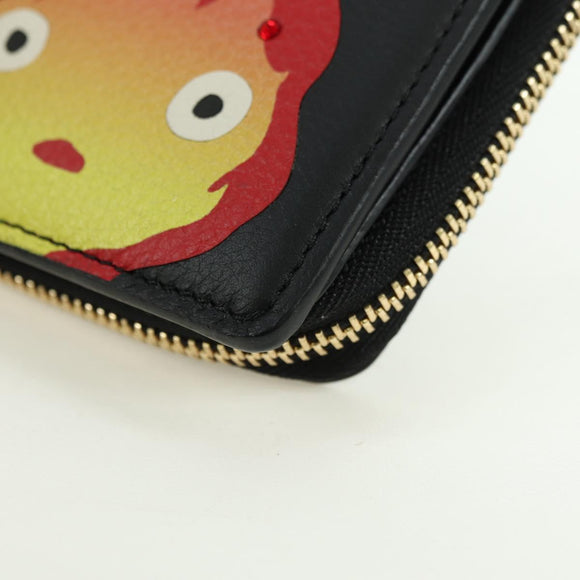 LOEWE × Ghibli Howl's Compact Zip Wallet Calcifer Leather Black Auth 167305SM