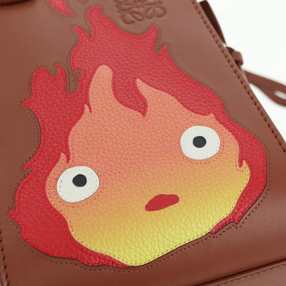 LOEWE × Ghibli Howl's Hammock Calcifer Bag Leather 2way Gold Auth 167309SM