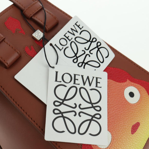 LOEWE × Ghibli Howl's Hammock Calcifer Bag Leather 2way Gold Auth 167309SM