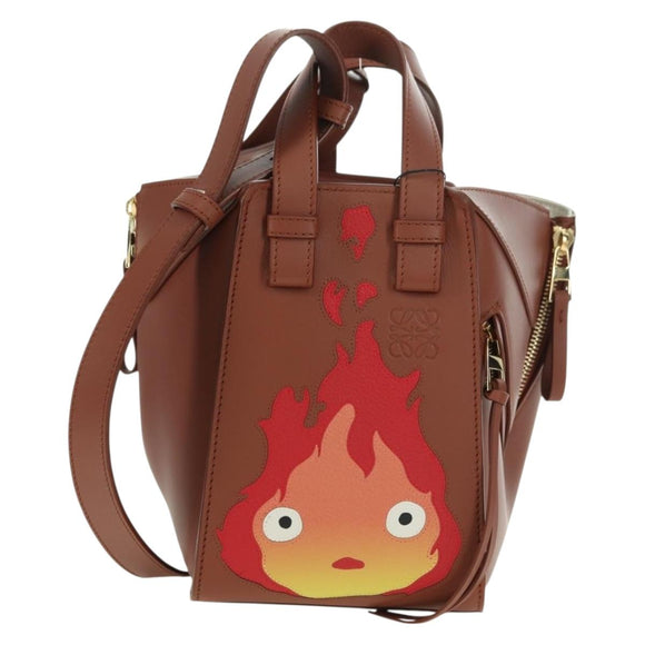 LOEWE × Ghibli Howl's Hammock Calcifer Bag Leather 2way Gold Auth 167309SM