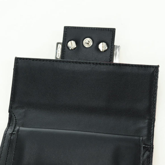 FENDI Zucchino Canvas Bifold Wallet Red Silver Auth 167310A