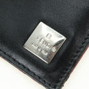 FENDI Zucchino Canvas Bifold Wallet Red Silver Auth 167310A-21