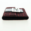 FENDI Zucchino Canvas Bifold Wallet Red Silver Auth 167310A-3