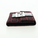 FENDI Zucchino Canvas Bifold Wallet Red Silver Auth 167310A-4