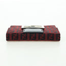 FENDI Zucchino Canvas Bifold Wallet Red Silver Auth 167310A-5