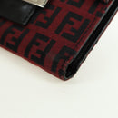 FENDI Zucchino Canvas Bifold Wallet Red Silver Auth 167310A-14