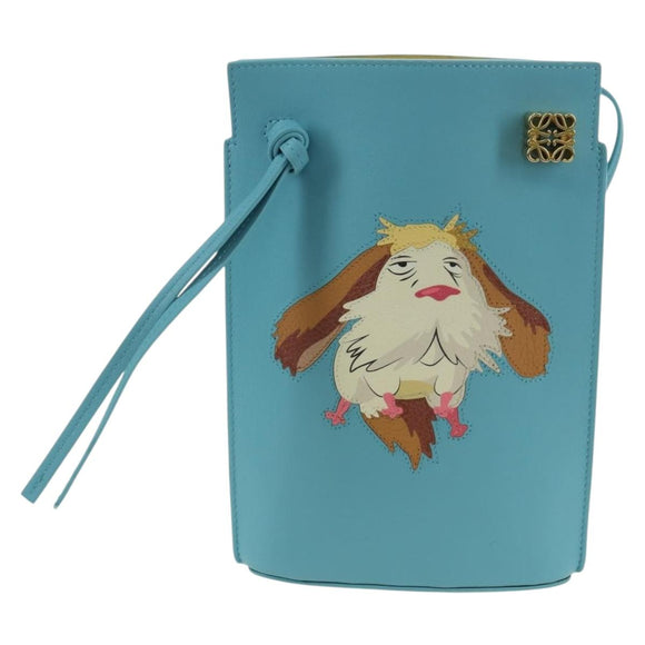 LOEWE × Ghibli Howl's Moving Castle Dice Pocket Hin Leather Blue Auth 167311SM
