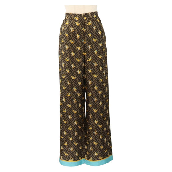 FENDI FENDI x FRGMT x POKÉMON Zucca Canvas Pants Black Brown Auth 167324SAM