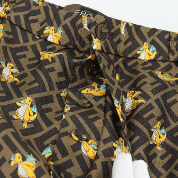 FENDI FENDI x FRGMT x POKÉMON Zucca Canvas Pants Black Brown Auth 167324SAM