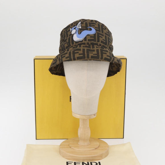 FENDI x FRGMT x POKÉMON ZUCCA Canvas Bucket Hat Mini-Dragon Brown Auth 167329SM