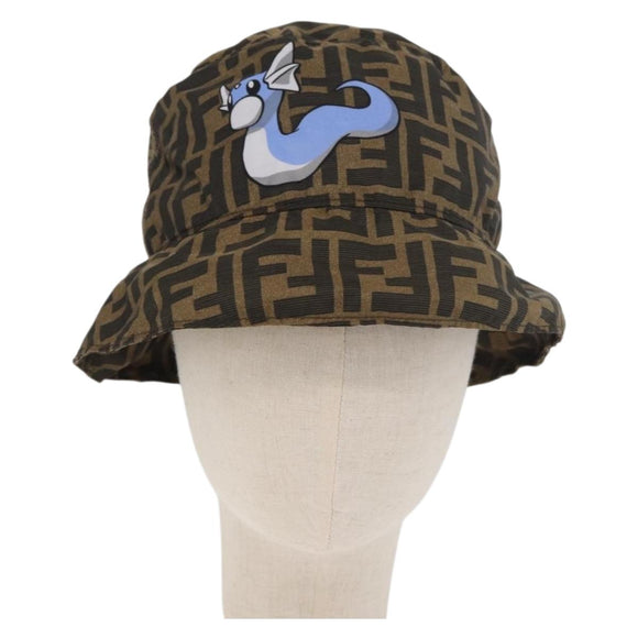 FENDI x FRGMT x POKÉMON ZUCCA Canvas Bucket Hat Mini-Dragon Brown Auth 167329SM