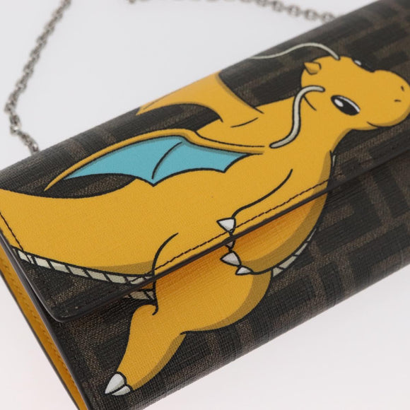 Zucca Canvas FENDI x FRGMT x POKÉMON Chain Shoulder Wallet Kairyu Auth 167330SM