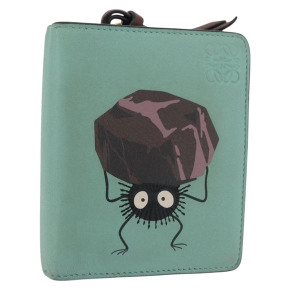 LOEWE LOEWE × Studio Ghibli Suswatari Wallet Leather Green Gold Auth 167344M