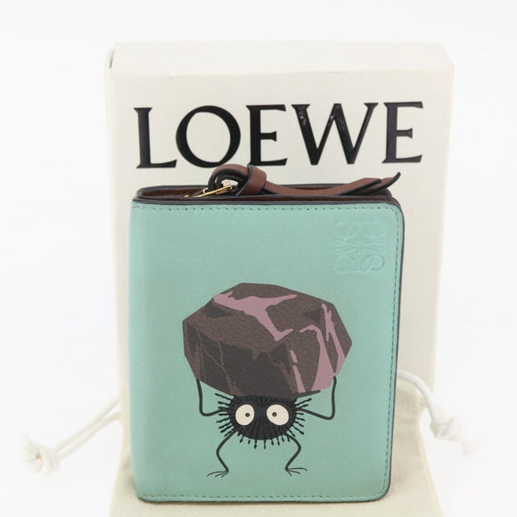 LOEWE LOEWE × Studio Ghibli Suswatari Wallet Leather Green Gold Auth 167344M