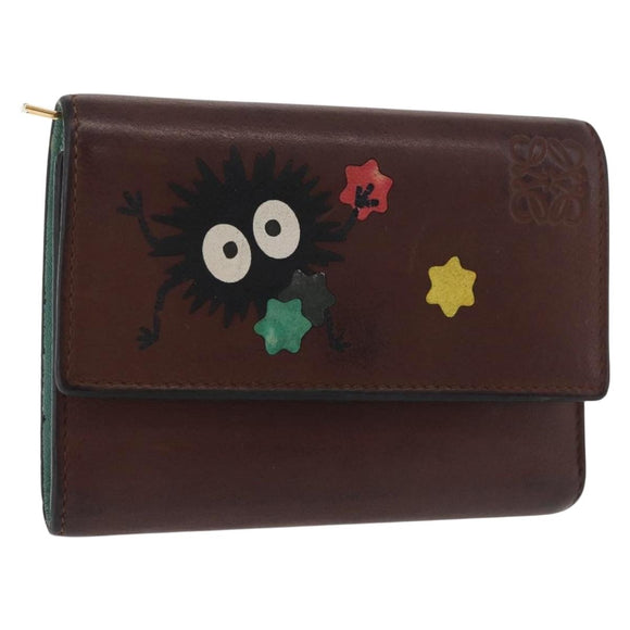 LOEWE LOEWE × Studio Ghibli Suswatari Wallet Leather Brown Gold Auth 167360A