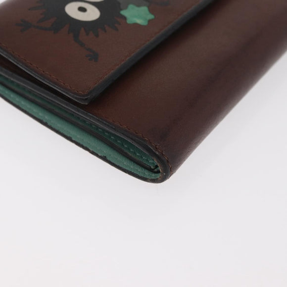 LOEWE LOEWE × Studio Ghibli Suswatari Wallet Leather Brown Gold Auth 167360A