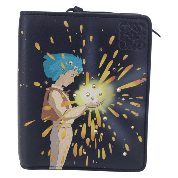 LOEWE × Studio Ghibli Howl's Moving Castle Wallet Leather Navy Auth 167377SM