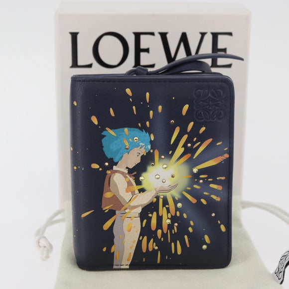 LOEWE × Studio Ghibli Howl's Moving Castle Wallet Leather Navy Auth 167377SM
