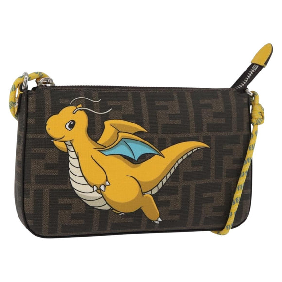 FENDI x FRGMT x POKÉMON Zucca Canvas Dragonfly Bag Black Brown Auth 167378SM