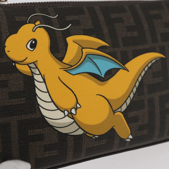 FENDI x FRGMT x POKÉMON Zucca Canvas Dragonfly Bag Black Brown Auth 167378SM