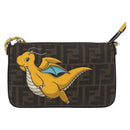 FENDI x FRGMT x POKÉMON Zucca Canvas Dragonfly Bag Black Brown Auth 167378SM-2