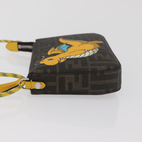 FENDI x FRGMT x POKÉMON Zucca Canvas Libelletas Zwart Bruin Auth 167378SM