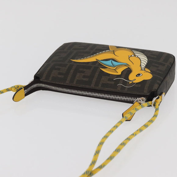FENDI x FRGMT x POKÉMON Zucca Canvas Dragonfly Bag Black Brown Auth 167378SM
