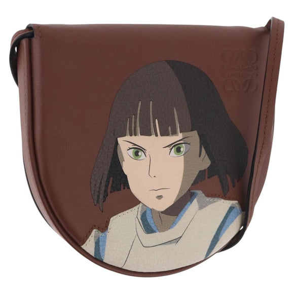 LOEWE × Studio Ghibli anagram Heel Pouch Haku Bag Leather Brown Auth 167385SM