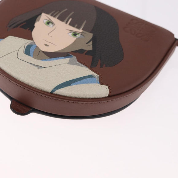 LOEWE × Studio Ghibli anagram Heel Pouch Haku Bag Leather Brown Auth 167385SM