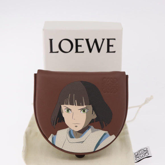LOEWE × Studio Ghibli anagram Heel Pouch Haku Bag Leather Brown Auth 167385SM