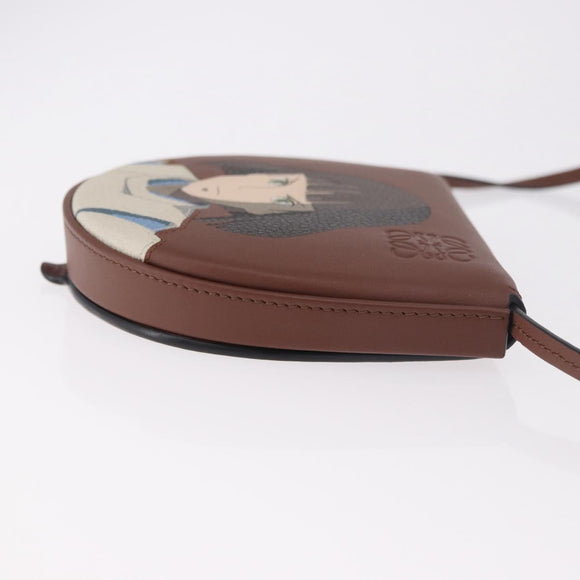 LOEWE × Studio Ghibli anagram Heel Pouch Haku Bag Leather Brown Auth 167385SM