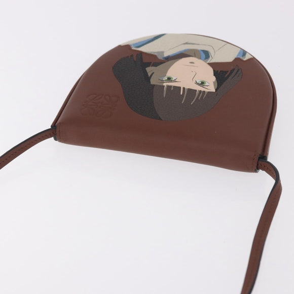 LOEWE × Studio Ghibli anagram Heel Pouch Haku Bag Leather Brown Auth 167385SM