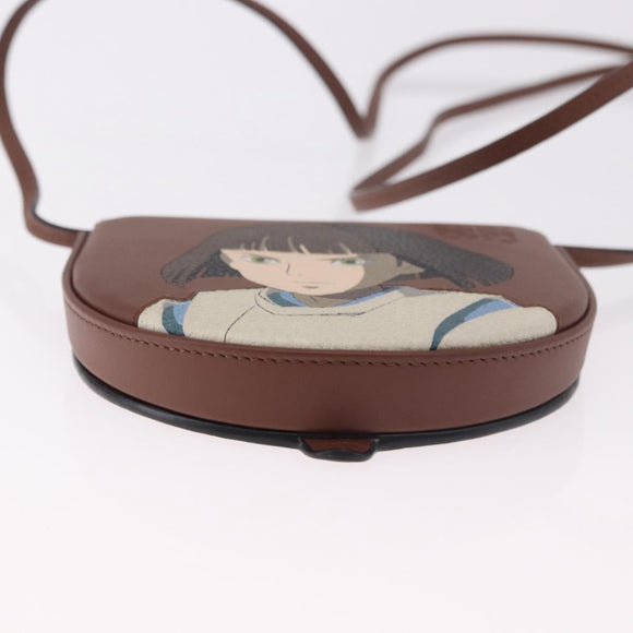 LOEWE × Studio Ghibli anagram Heel Pouch Haku Bag Leather Brown Auth 167385SM