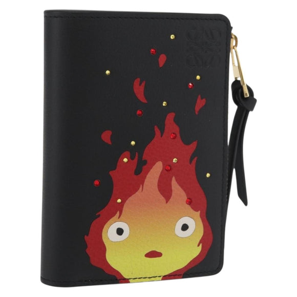 LOEWE × Studio Ghibli Howl's Moving Castle Wallet Leather Black Auth 167387SM
