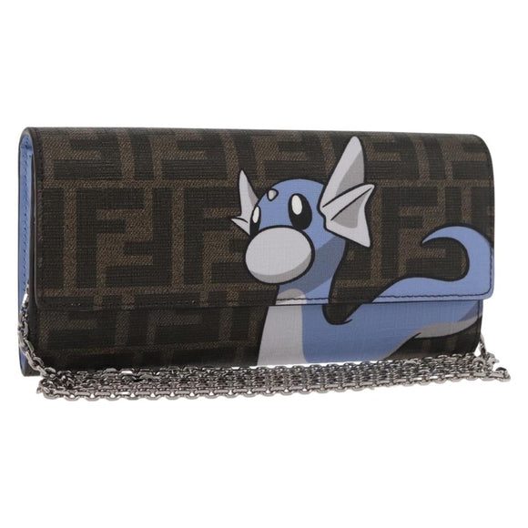 FENDI FENDI x FRGMT x POKÉMON Zucca Canvas Chain Wallet Mini Ryu Auth 167391SM