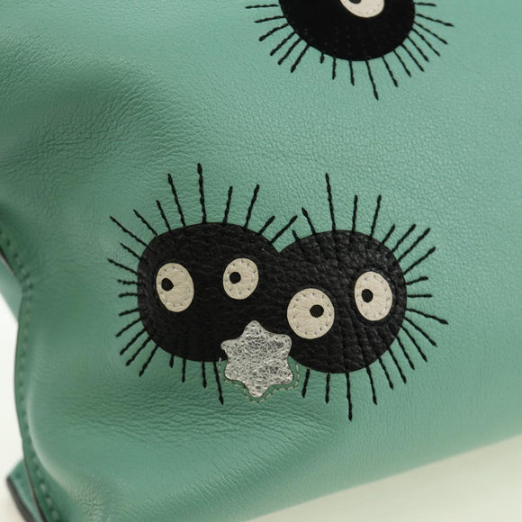 LOEWE × Ghibli Spirited Away Flamenco Clutch Mini Leather Green Auth 167395SM