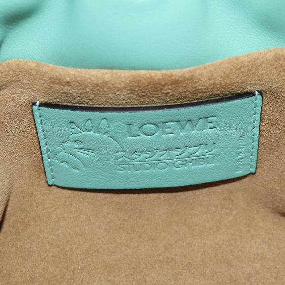 LOEWE × Ghibli Spirited Away Flamenco Clutch Mini Leather Green Auth 167395SM