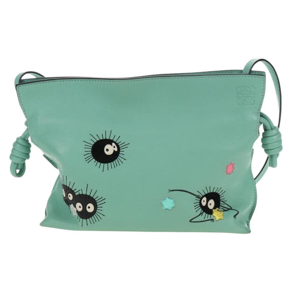 LOEWE × Ghibli Spirited Away Flamenco Clutch Mini Leather Green Auth 167395SM